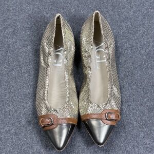 AGL Attilio Giusti Leombruni Snake Embossed Cap Toe Flats EU 38.5 Italy